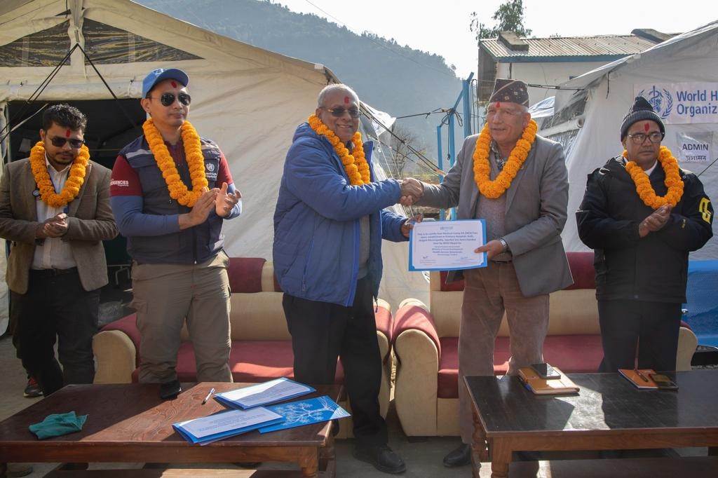 W.H.O. Handing over medical camp kit with the help of Nalgad Jajarkot